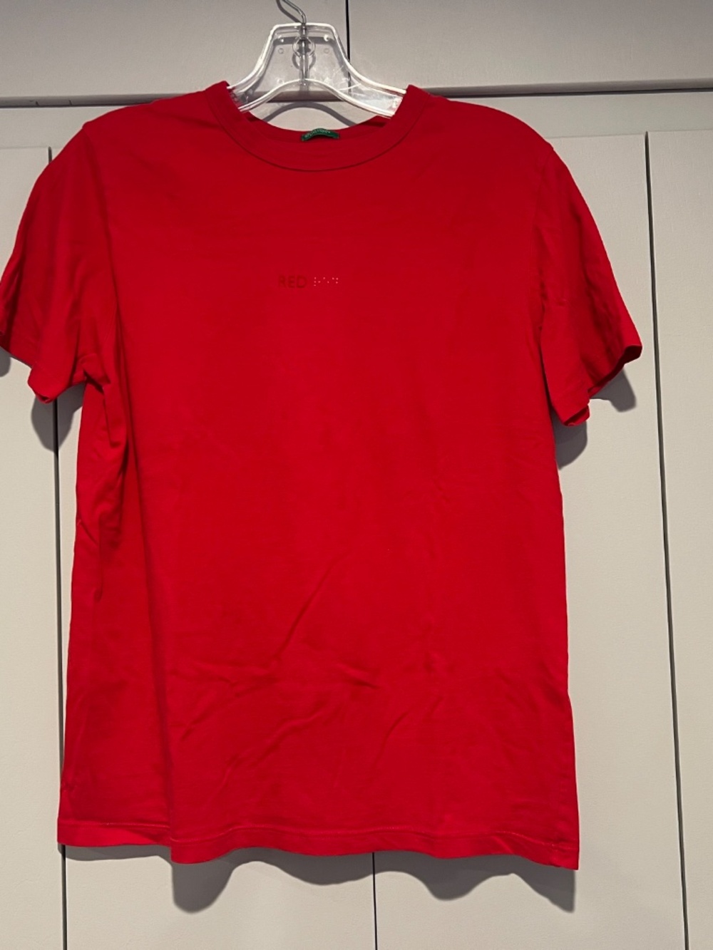 Vintage 2002 United Colors of Benetton World Braille Day Red Charity T-Shirt S